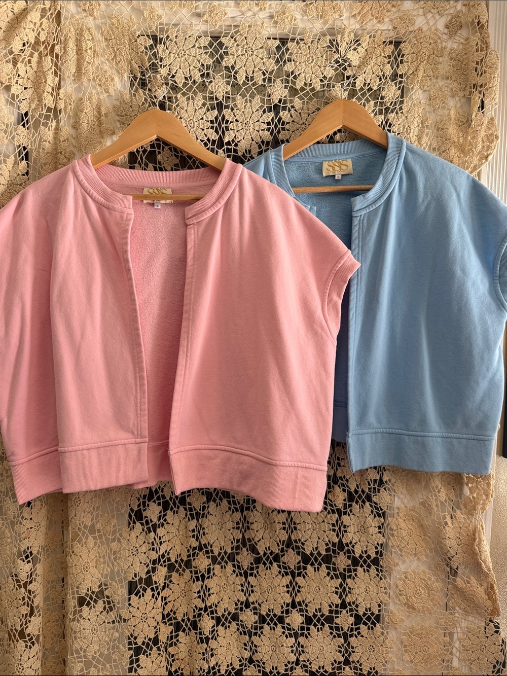 Women's Cropped Cap Sleeve Sweatshirt Jackets-set of 2